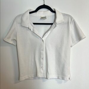 Vintage TravelSmith White Button-Up Collared Top